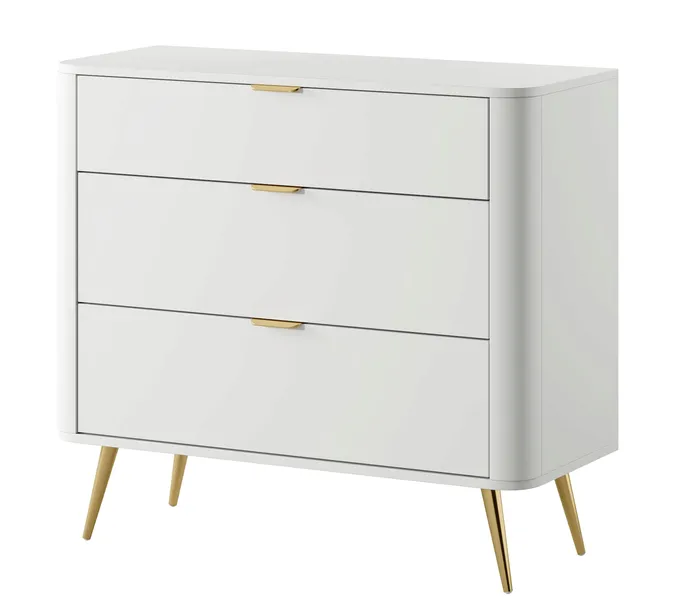 Komoda Oval z trzema szufladami 92 cm Biała - Selsey Design