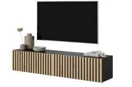 szafka-rtv-telire-1386-cm-czarna-z-lamelowym-frontem-dab-artisan