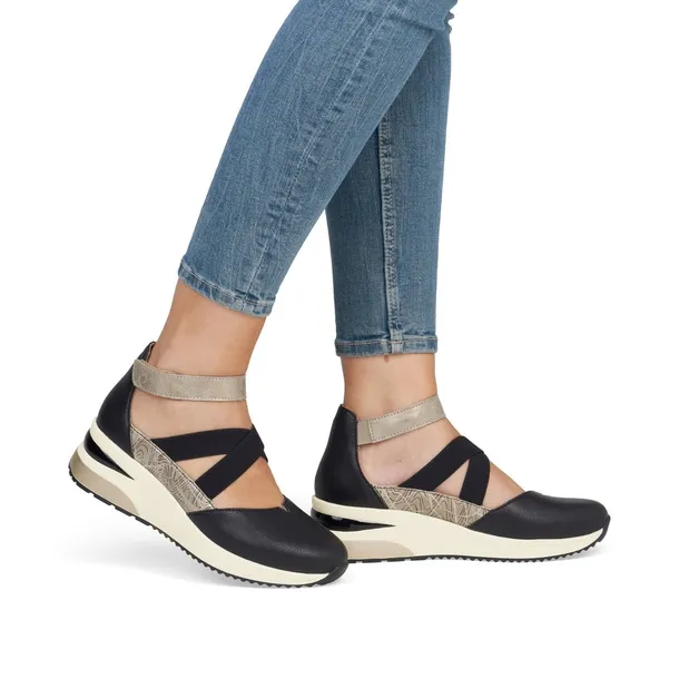 RIEKER - REMONTE sneakersy, buty, sandały skórzane czarne D2411