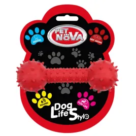 zabawka-dla-psa-hantel-z-dzwonkiem-czerwony-aromat-wolowiny-pet-nova-14-cm