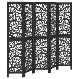 parawan-pokojowy-5-panelowy-czarny-lite-drewno-paulowni
