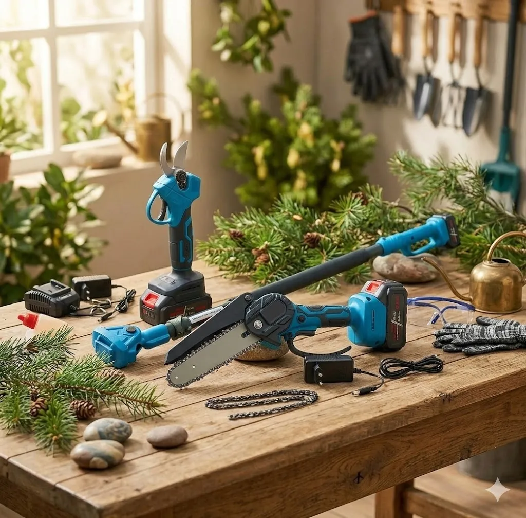 zestaw-ogrodniczy-2w1-akumulatorowy-pila-i-sekator-48v-5-0ah-xxl-akcesoria-stan-nowy