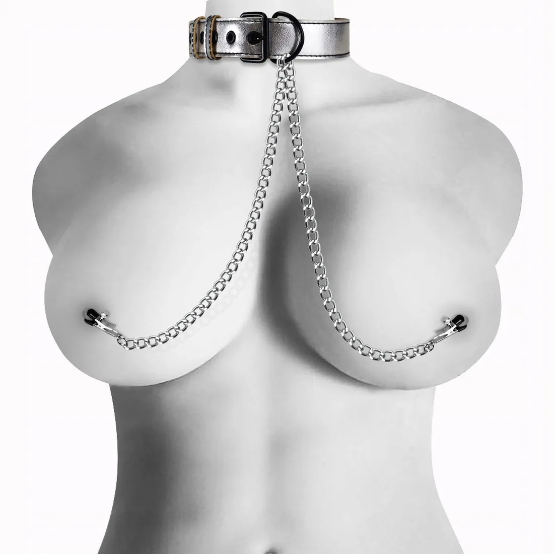 metallic-silver-collar-with-nipple-clamp-rodzaj-obroza