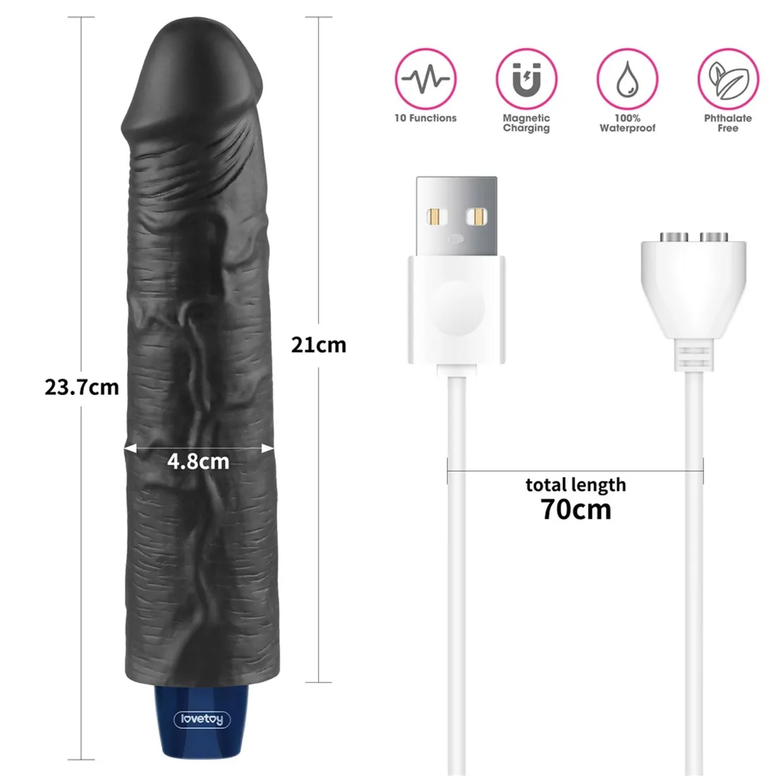 9-5-real-softee-rechargeable-tpe-vibrating-dildo-black