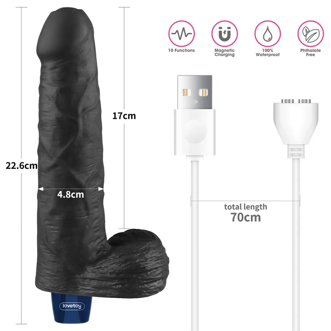 9-real-softee-rechargeable-tpe-vibrating-dildo-black