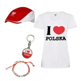 zestaw-kibica-i-love-polska-kaszkiet-koszulka-brelok-bransoletka-4-elementy