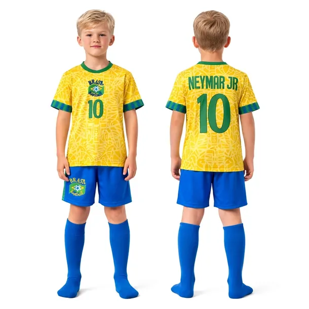 STRÓJ PIŁKARSKI - KOSZULKA SPODENKI GETRY - NEYMAR JR. BRAZYLIA 140 cm