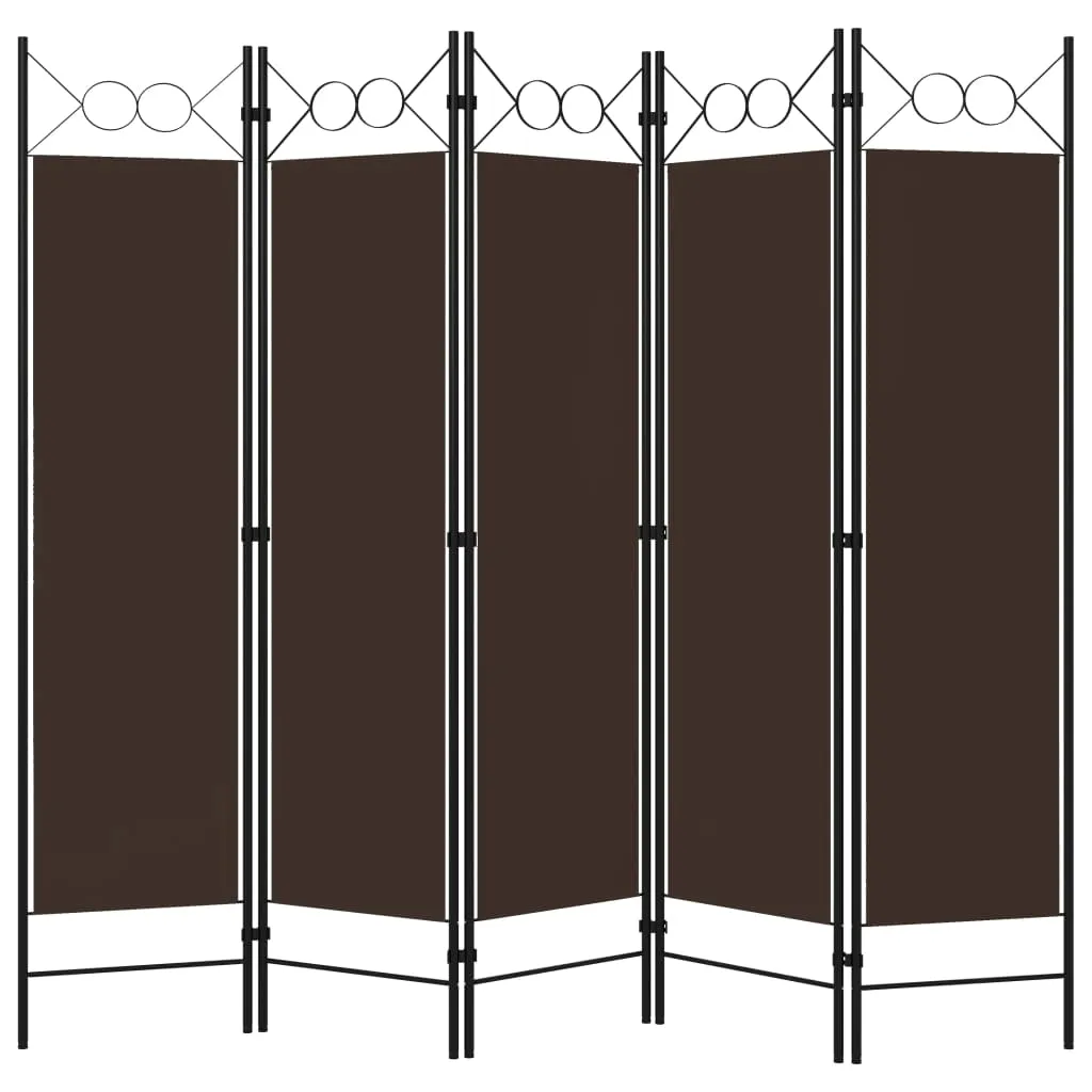 parawan-5-panelowy-brazowy-200-x-180-cm