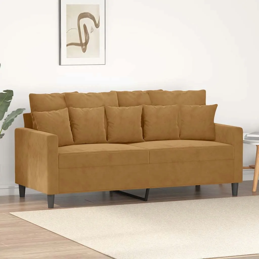 sofa-aksamitna-2-osobowa-brazowa-158x77x80-cm
