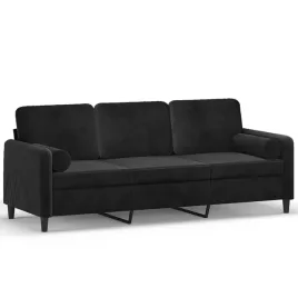 sofa-aksamitna-3-osobowa-czarna-198x77x80-cm-z-poduszkami