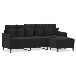 sofa-aksamitna-z-podnozkiem-3-osobowa-czarna-198x77x80cm
