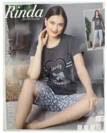 pizama-damska-szara-krotki-rekaw-serce-love-xl