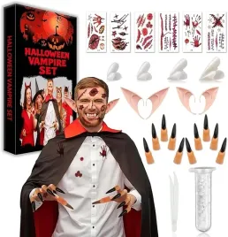 akcesoria-wampira-28-elementow-zeby-uszy-elfa-tatuaze-paznokcie-halloween