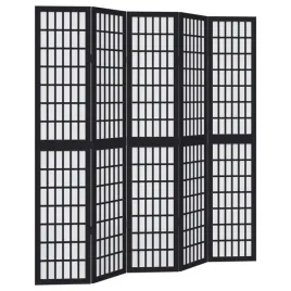parawan-pokojowy-5-panelowy-czarny-lite-drewno-paulowni