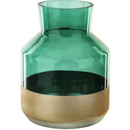 wazon-na-kwiaty-szklany-zielony-zloty-efektowny-duzy-16-x-21cm