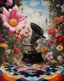 plakat-40x50cm-gramofon-w-kwiatach