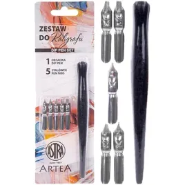 zestaw-do-kaligrafii-szkicowania-astra-artea-5-stalowek-z-obsadka-pioro