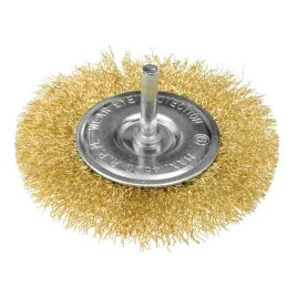 szczotka-druciana-tarczowa-100-mm-drut-karbowany-mosiadzowany-trzpien-6mm