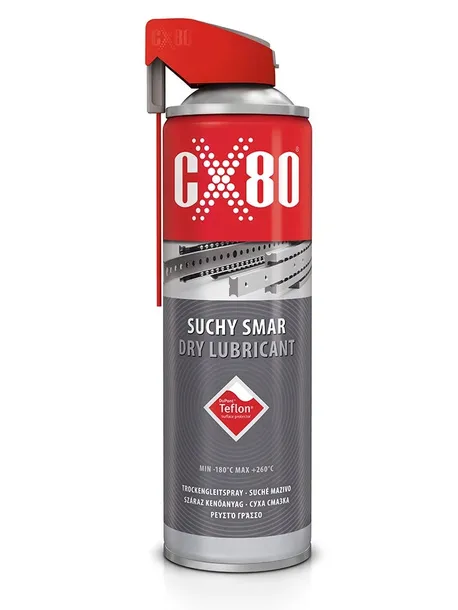 CX80 SUCHY SMAR Teflonowy TEFLON PTFE prowadnic bram łańcucha spray 500ml