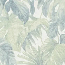 tapeta-scienna-liscie-monstera-zielone-niebieskie-zmywalna-na-flizelinie