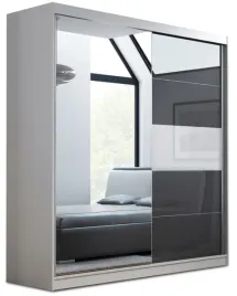 szafa-przesuwna-ara-110-x-205-biala-szary-z-bialym-paskiem-lacobel-lustro