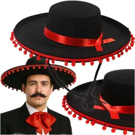 kapelusz-sombrero-czarny-meksykanski-czerwone-pompony-fotobudka-karnawal