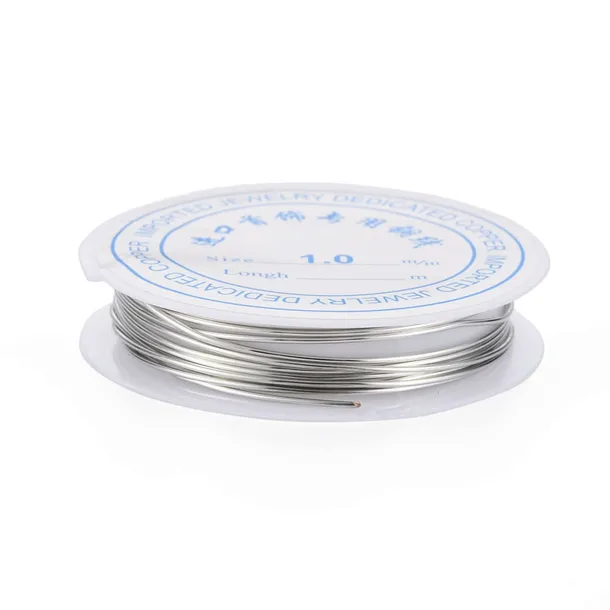 DJ180 Drut jubilerski miedziany 1mm 1,8m srebrny