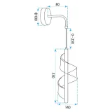 lampa-scienna-kinkiet-led-zlota-transparentna-spirala-pojedyncza-regulacja-dlugosc-wysokosc-33-cm