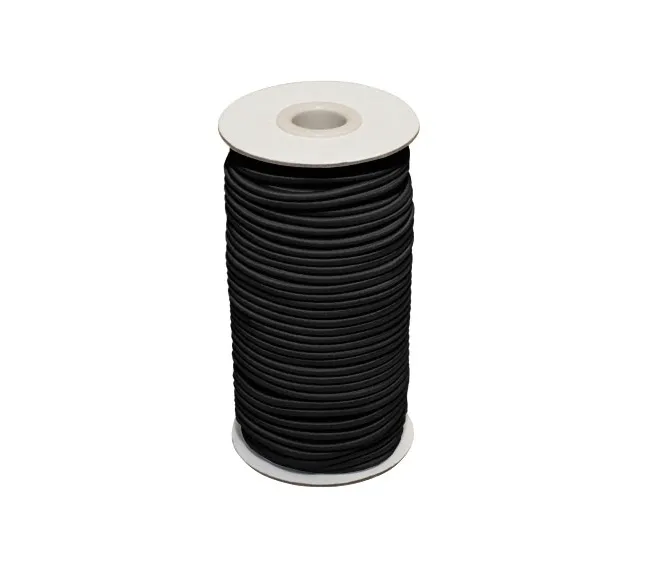 Guma okrągła gumosznurek w oplocie 4 mm czarny 5 m