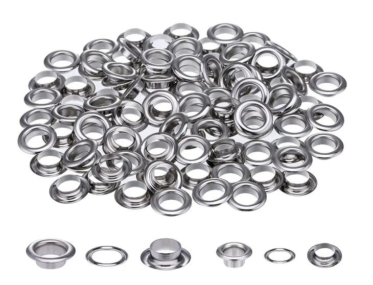 Oczka kaletnicze, metalowe fi 4 mm (4x7x3,6 mm) , SREBRNE 100 szt