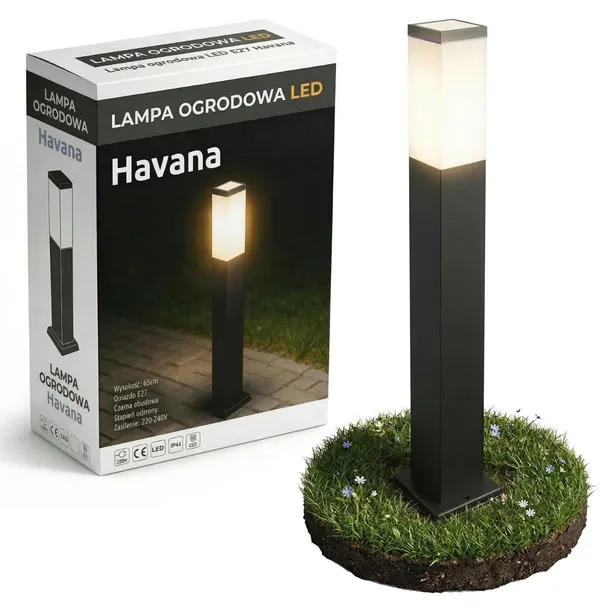 Lampa ogrodowa stojąca słupek 65cm zewnętrzna E27 LED