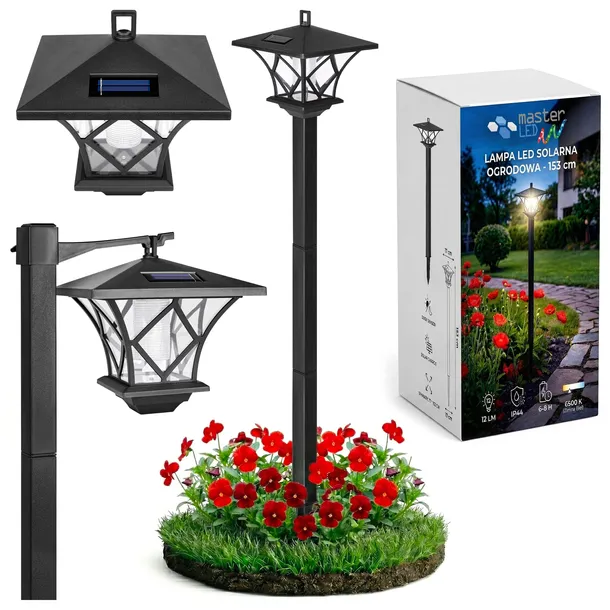 Lampa SOLARNA Ogrodowa LED 1,5m LATARNIA słupek stojący zewnętrzna