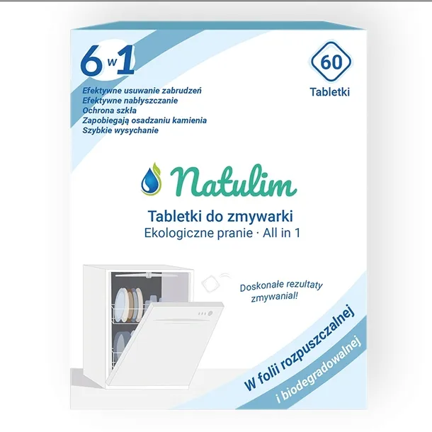 Natulim Ekologiczne Tabletki do Zmywarki 6w1 - 60 sztuk