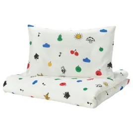 komplet-poscieli-dla-niemowlat-110x125-35x55-bialy-wielobarwny-wzor-ikea