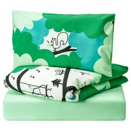 komplet-poscieli-dla-niemowlat-zielony-wzor-las-110x125-ikea-gronfink