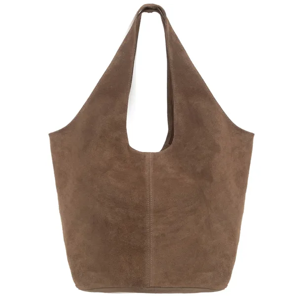 VERA PELLE torebka damska zamszowa shopper worek na ramię V720 taupe