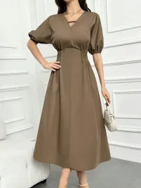 ic85207-shein-sukienka-midi-brazowa-plisowana-w-pasie-4-l