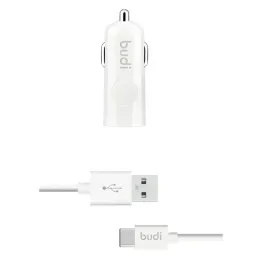 budi-ladowarka-samochodowa-usb-kabel-usb-c-bialy