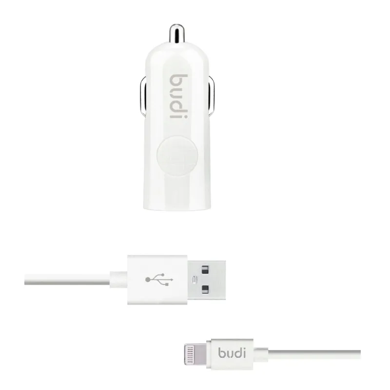 budi-ladowarka-samochodowa-usb-kabel-lightning-bialy