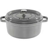 staub-la-cocotte-24cm-rund-mit-dampfeinsatz-graphitgrau
