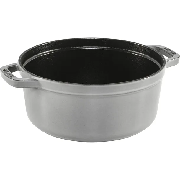 staub-la-cocotte-24cm-rund-mit-dampfeinsatz-graphitgrau