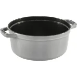 staub-la-cocotte-24cm-rund-mit-dampfeinsatz-graphitgrau