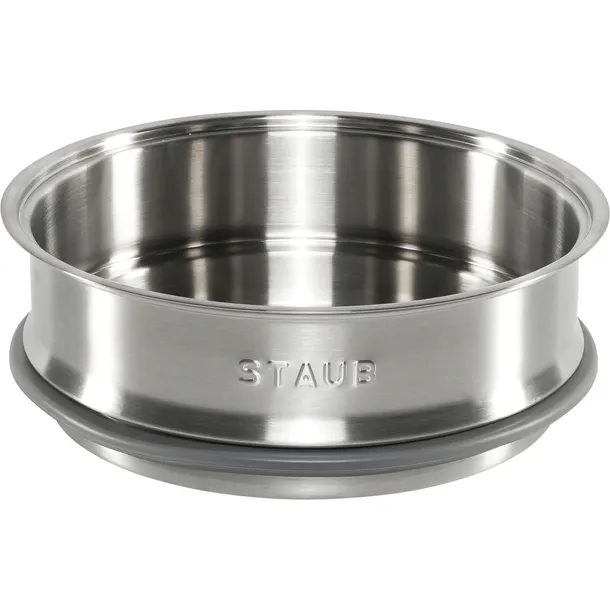 staub-la-cocotte-24cm-rund-mit-dampfeinsatz-graphitgrau