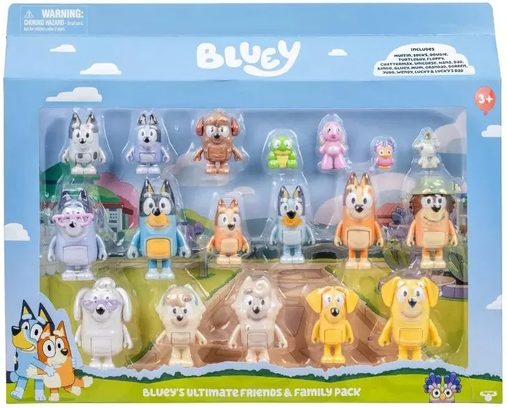 Moose Toys Bluey 19116 Zestaw 14 Figurek Blu i Bingo PREZENT