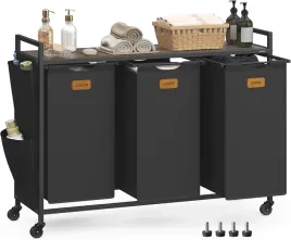 songmics-3-komorowy-wozek-na-pranie-z-polka-i-kolkami-czarny-jakosc