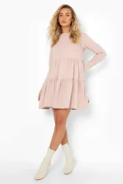 ic55218-boohoo-trapezowa-sukienka-mini-dlugi-rekaw-falbany-roz-s
