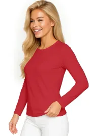 bluzka-damska-longsleeve-dopasowany-koszulka-dlugi-rekaw-m-czerwona