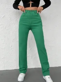 cc31203-shein-proste-jeansy-z-wysokim-stanem-zielone-m