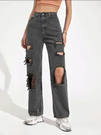 dc27109-shein-proste-jeansy-z-przetarciami-wysoki-stan-s