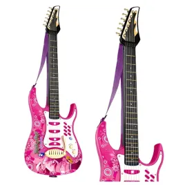 rozowa-gitara-z-mikrofonem-strunami-wzmacniaczem
